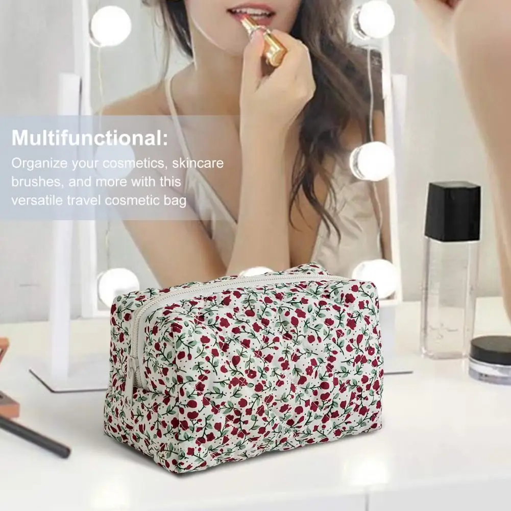 Cosmetic Bag Organizer Travel Makeup Bag Floral Print Cosmetic Bag with Zipper Closure for Travel Toiletry Makeup for Skincare