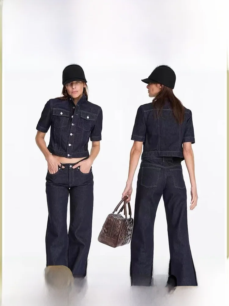 

LYUOCHENG Vintage Waed Original Jeans Straight Leg Denim Pants Women's Autumn Spring Casual High Waist Zipper Fly Jeans