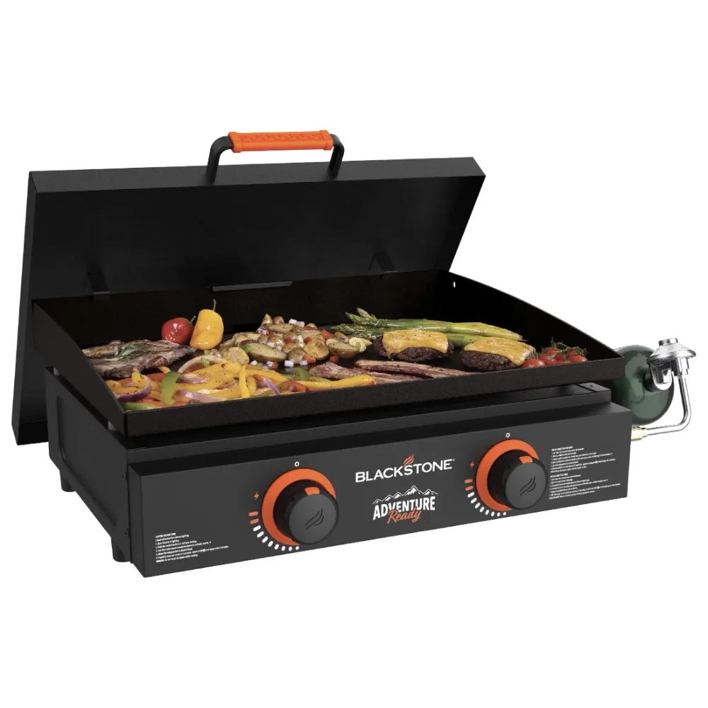 

Adventure Ready 2-Burner 22" Propane Griddle with Hard Cover in Black with Rugged Handle Grip with Hard Cover in Black