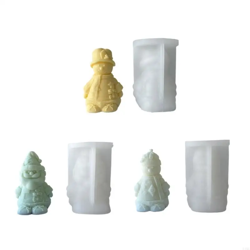 

R3MC Christmas Snowman Decoration 3D Mould DIY Epoxy Mold Handmade Candles Aroma Wax Soap Molds for Decorations