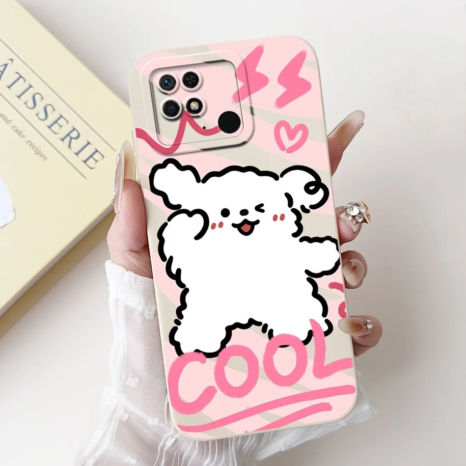 Dla Xiaomi Redmi 10C Etui Cute Panda Rabbit Cartoon Matte Back Cover Dla Xiaomi Redmi 10 Power Shockproof Bumper Redmi10C Fundas