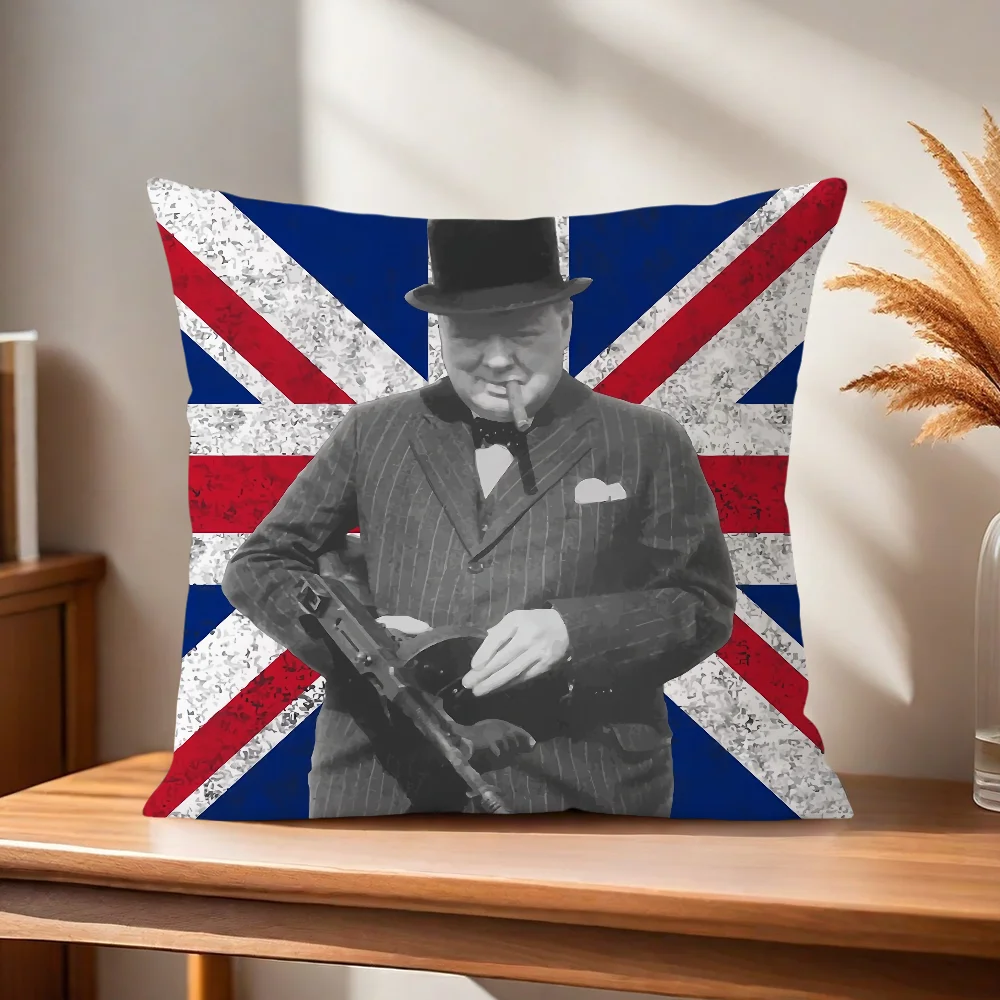 Union Jack Flagge C-Churchill Kissenbezug Kissenhülle für Zuhause, Sofa, Wohnzimmer, Büro, Café, Auto – Detail 6