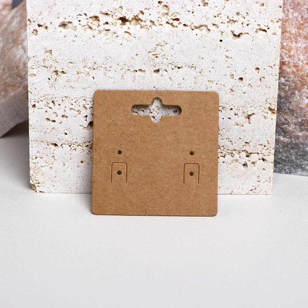 50PCS 5x5cm White Brown Black Hanging Display Cards For Earrings Sets Jewelry Cardboard Small Business Packaging Supplies
