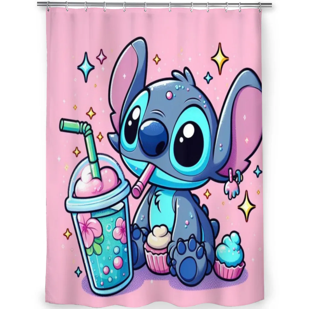 

Stitch Unique decor Modern Fabric Bathroom Shower Curtains art design Print Curtain Cartoon Cute Kids