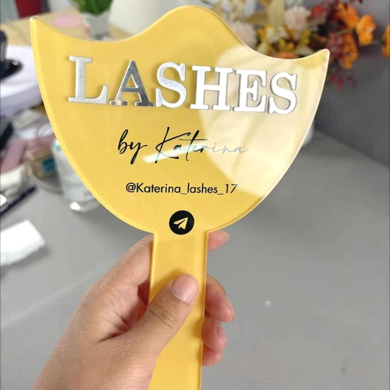Custom Branded Handheld Mirror Lashes and Personalised Social Media Aesthetics Props Salon Décor Beauty Technician Mirror