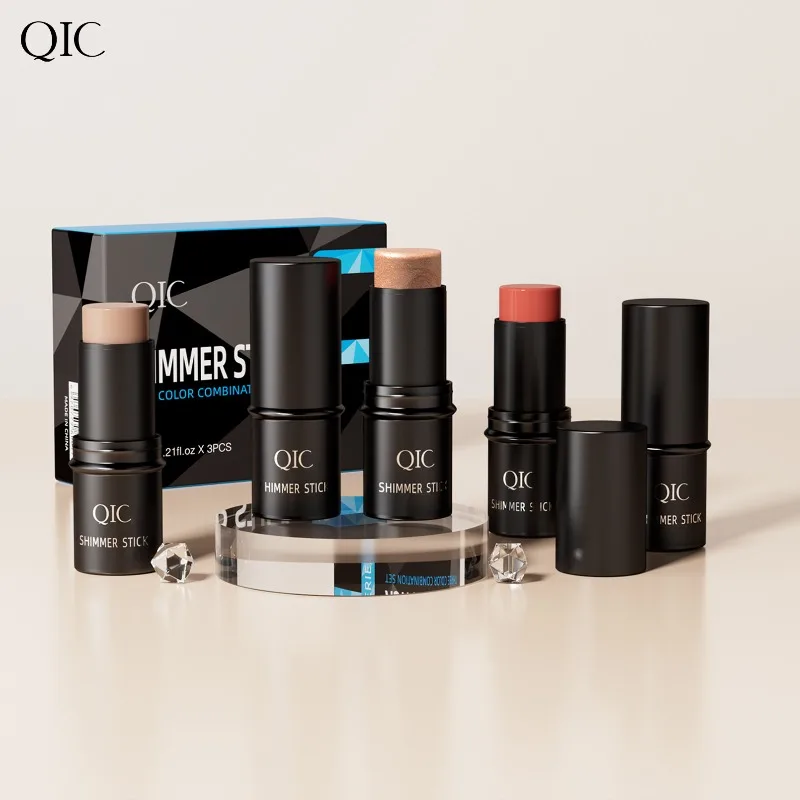 QIC 3-Color متعددة الوظائف كونتور عصا مجموعة برونزي ظلال الوجه تمييز وأحمر الخدود 3 في 1 طقم عصا ماكياج طويلة الأمد هدية #4