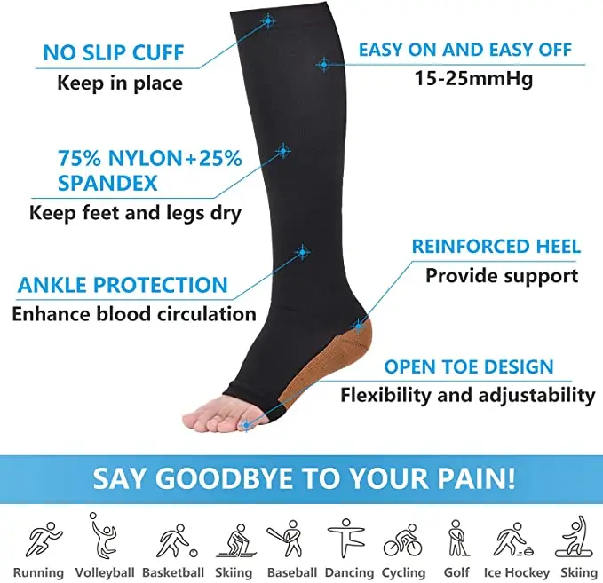 Compression Stockings Nurse Prevent Calf Varicose Veins Soreness Zipper Pressure Cycling Professional Leg Support Women Socks