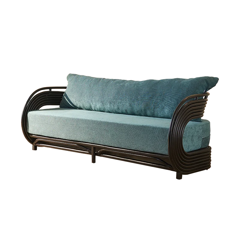 

Modern Style Outdoor Furniture Three-Seater Rattan Sofa Corner for Home Office Dining Wicker Wood Metal Material Sponge Filling