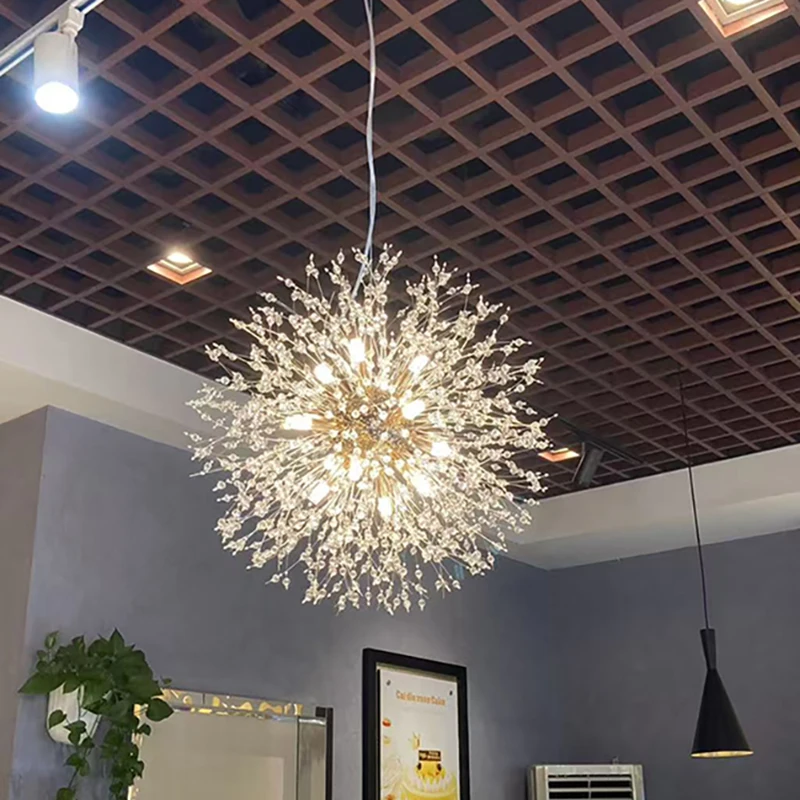 Modern Nordic Living Room Dining Room Crystal Dandelion Chandelier Campfire Bug Decorative Lighting Warm Chandelier Bedroom Shop