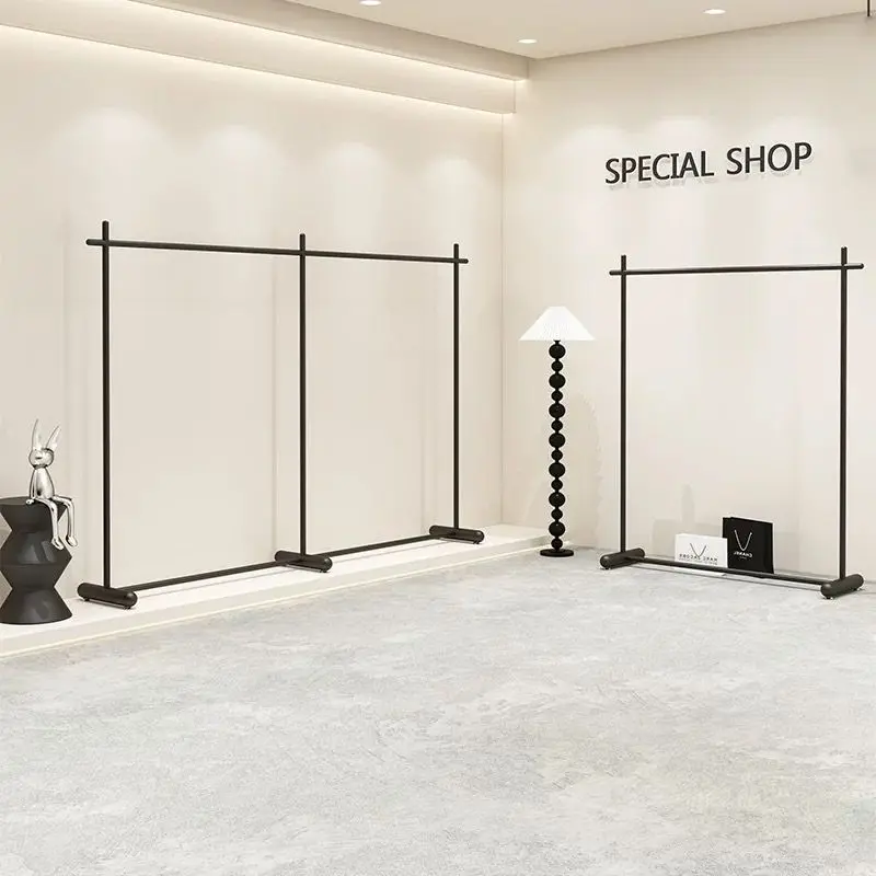 

Floor hanger clothing store special simple wrought iron black floor shelf clothes display rack women's clothing store