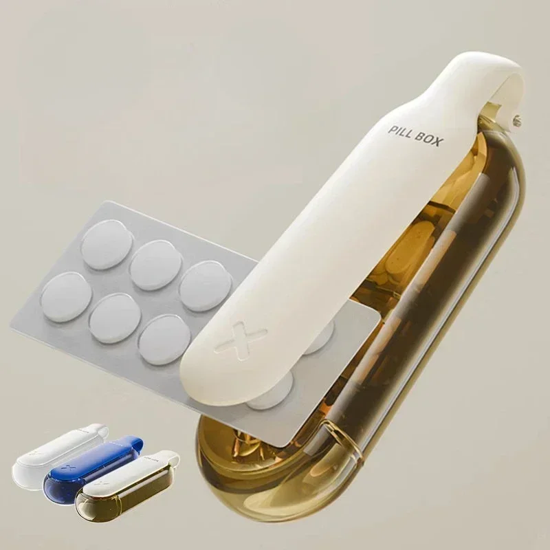 2 in 1 Portable Pill Taker Remover with Medicine Box Household Gadgets, Tablets, Pills Assistance Tool New Design Pill Dispenser