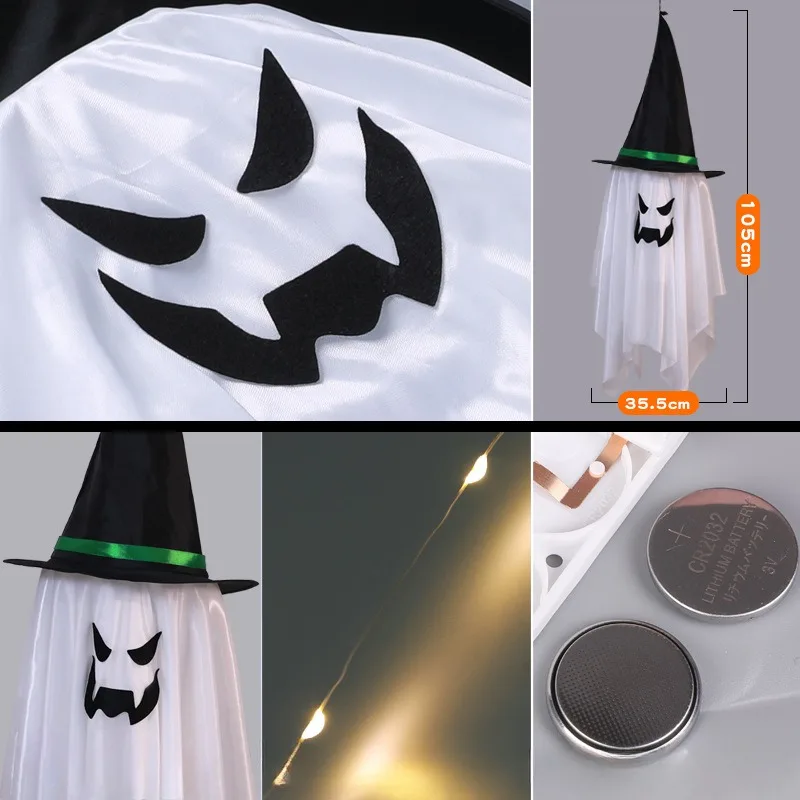 LED Flying Witch Hats Halloween Decorations Hanging Ghost Lights Glowing Wizard Lamp for Bar Party Dress Up image 5