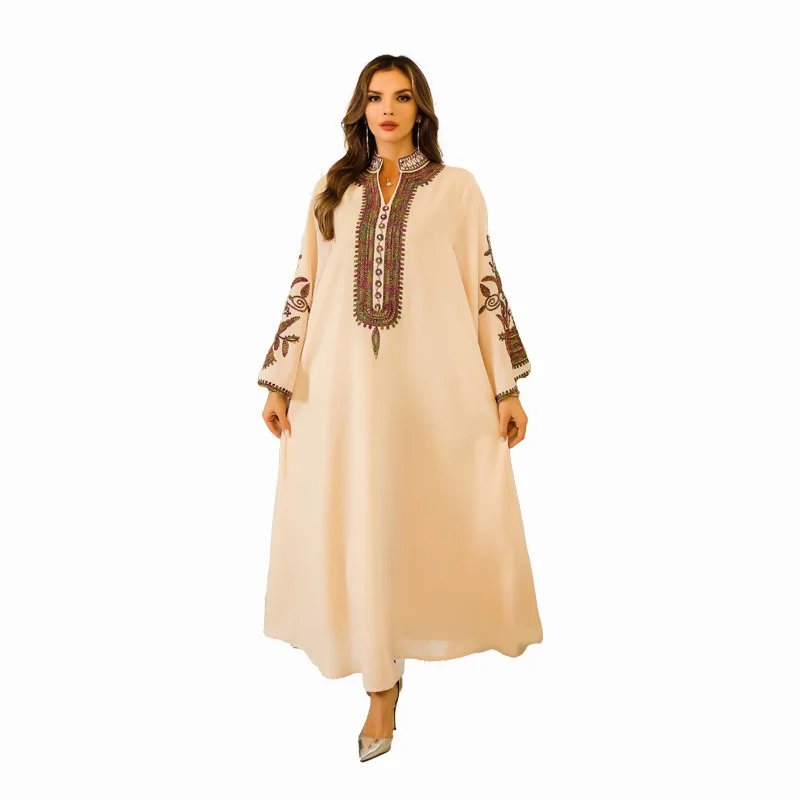 Eid Muslim Maxi Dresses for Women Party Long Robe Jalabiya Embroidery Ramadan Morocco Modest Dubai Abayas Kaftan Islam Vestidos