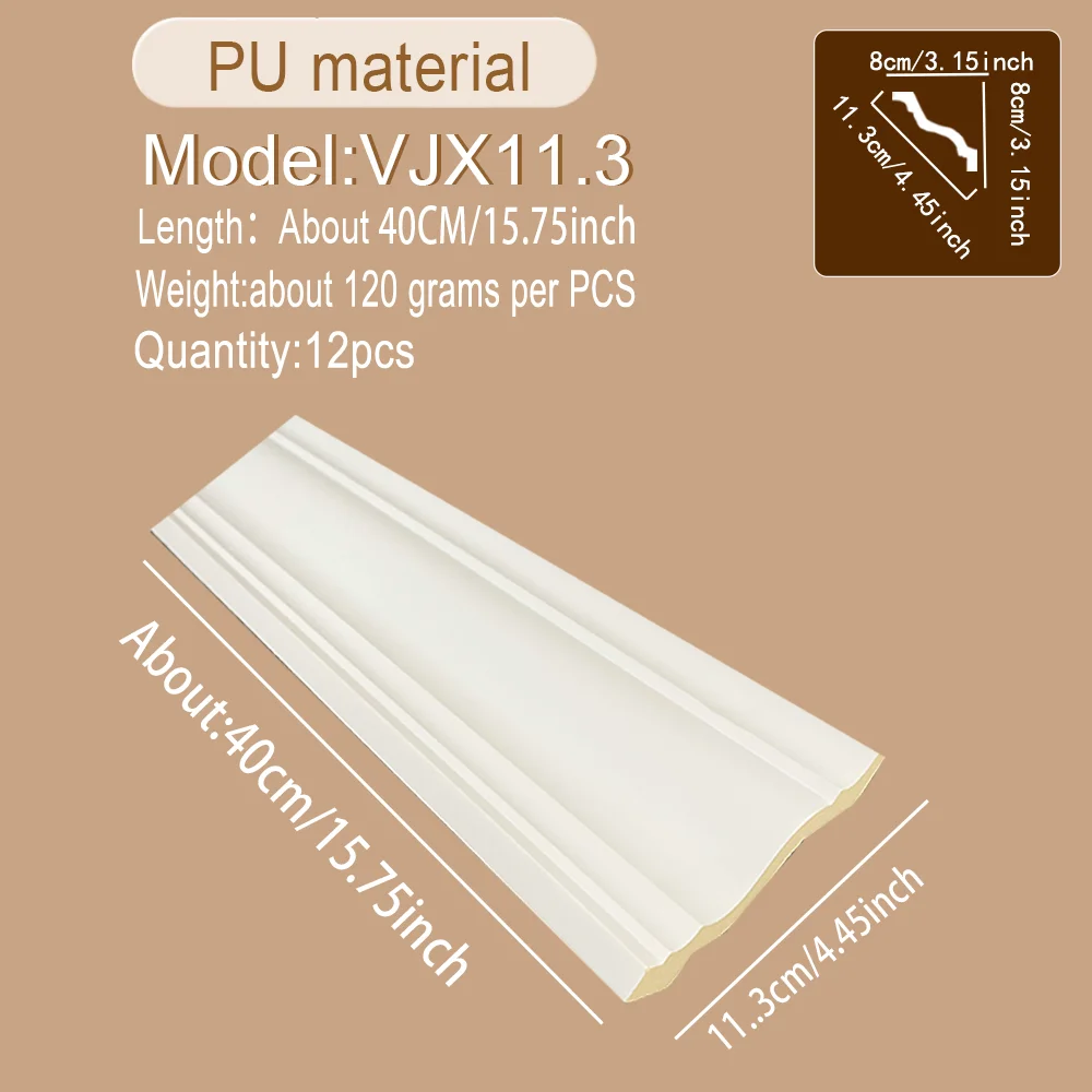 12Pcs Faux Gypsum PU Decorative Wall Trim  Practical Wall Edge Accent Strip Home Ornament for Background Wall