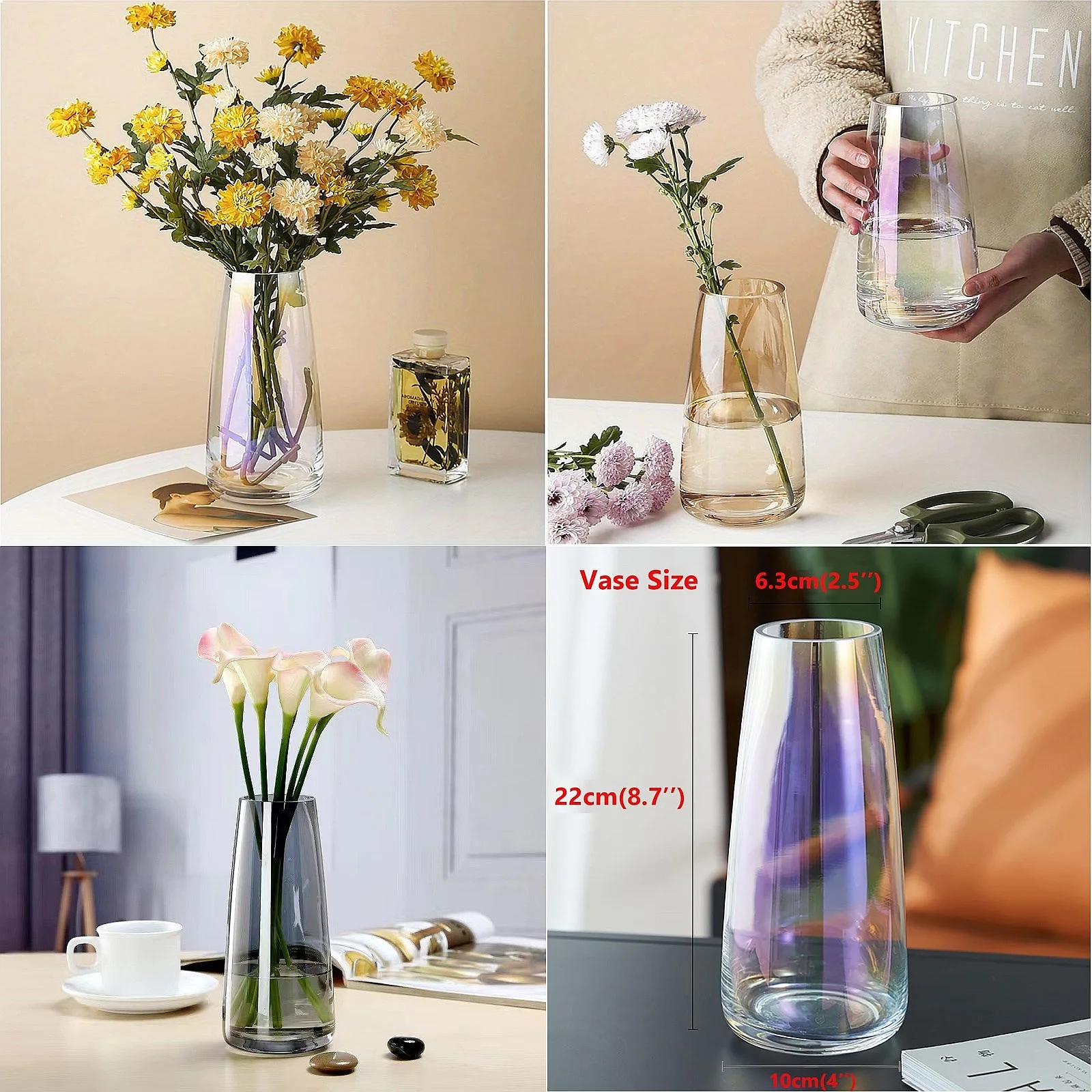 Transparent Aurora Glass Vase for Flower Arrangement, Tabletop Home Decoration, Ideal Wedding Gift