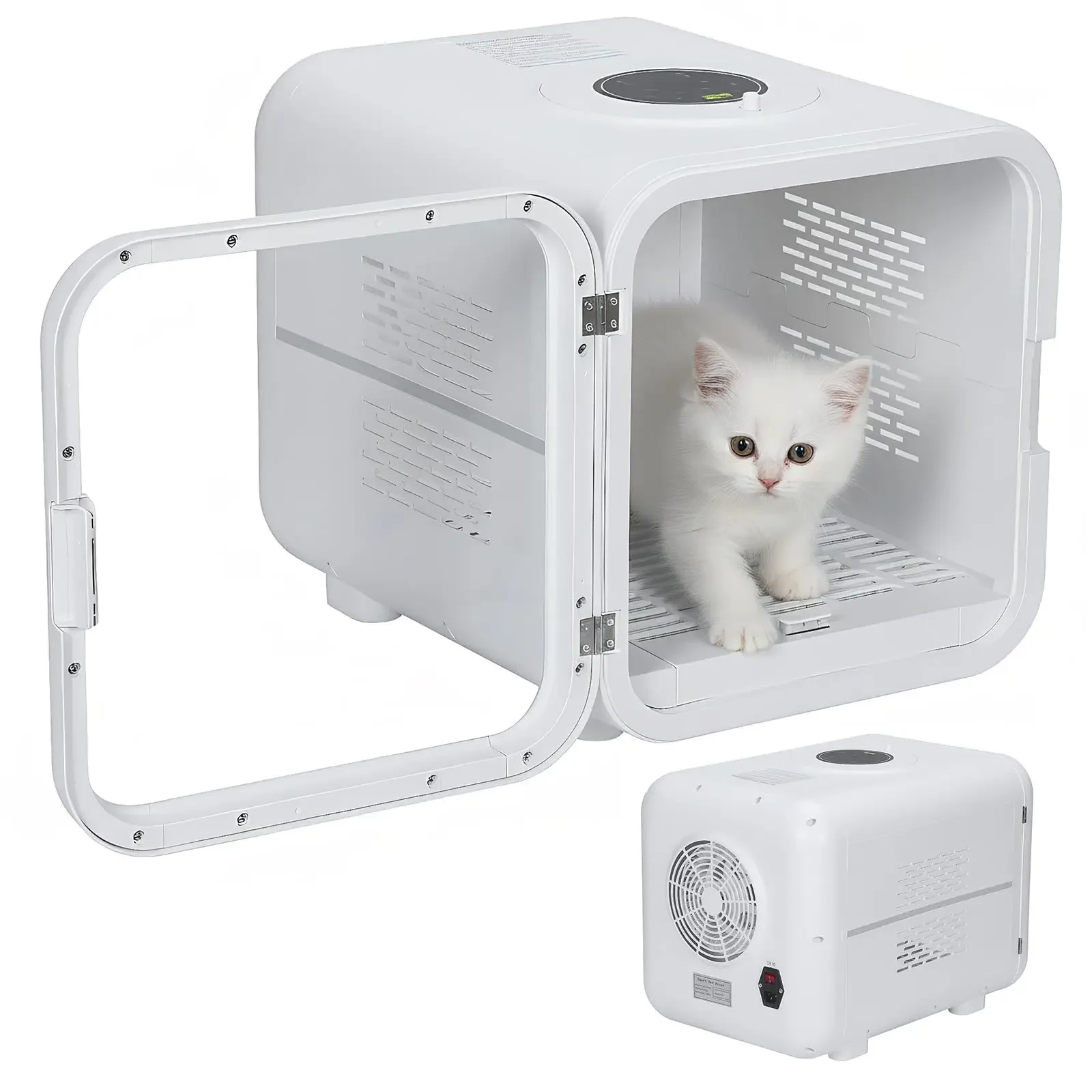 Automatic Pet Dryer Box for Cats & Small Dogs, 53L Dog Cat Dryer for Pet Grooming, Quiet 40dB Hands-Free Drying, App-Control,