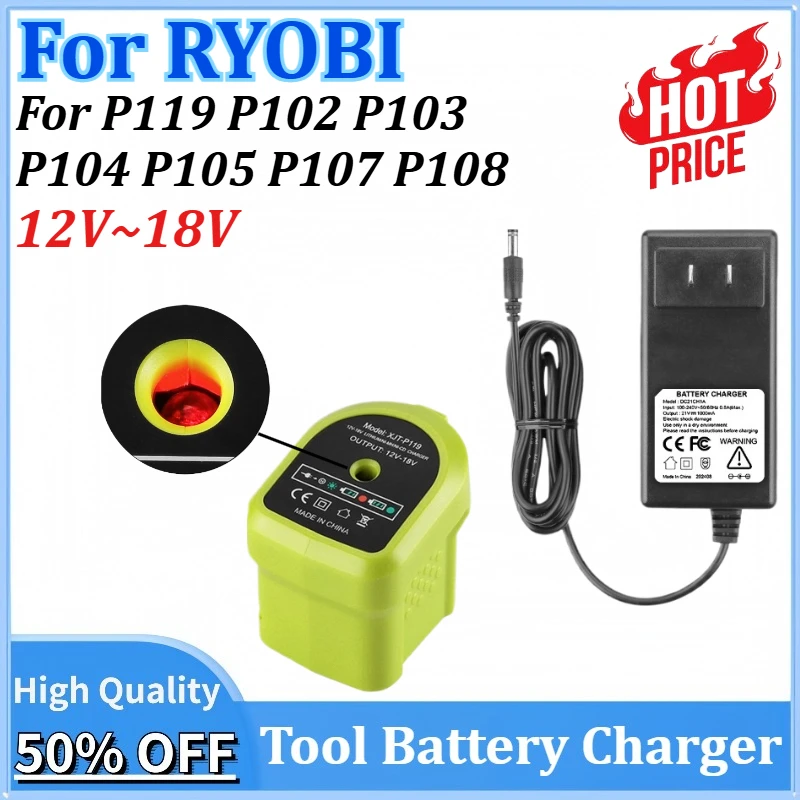 

Replacement Li-ion Ni-CD NI-MH Battery Charger for RYOBI 12V~18V ONE+ Serise P119 for P102 P103 P104 P105 P107 P108