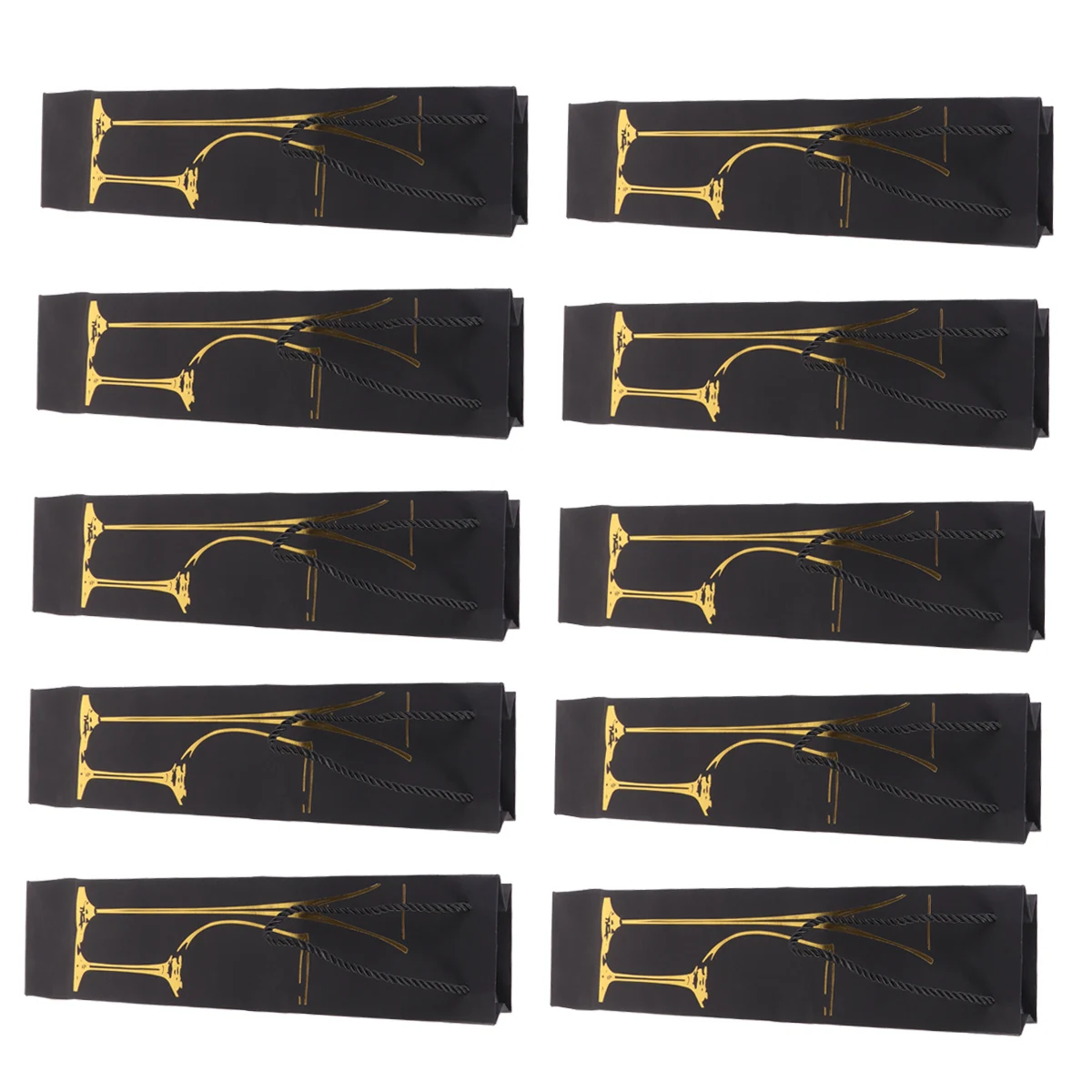 

12 Pcs Gift Bag Red Gold Stamping Yellow Storage Goblet Square Bottom Paper Twisted Handle Shopping Party Favors