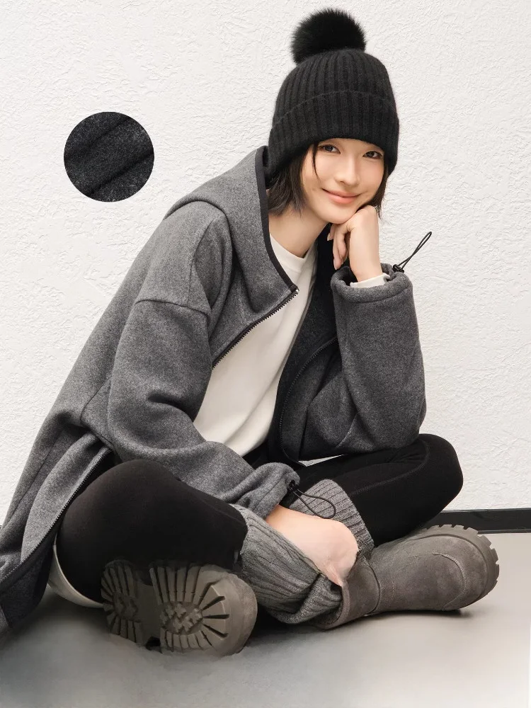 

Meiyang Double-Faced Fce Sweatirt Jaet Casual Simple Hooded Open Cardigan Women's Spring Faion Comfortable Polyester