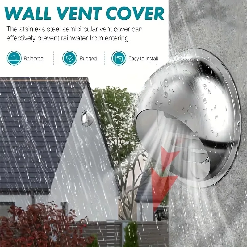 304 Stainless Steel Vent Cap Exhaust Hood Cover for Outdoor Wall Vent Anti-Wind & Rain Protection Weatherproof Air Vent Cap