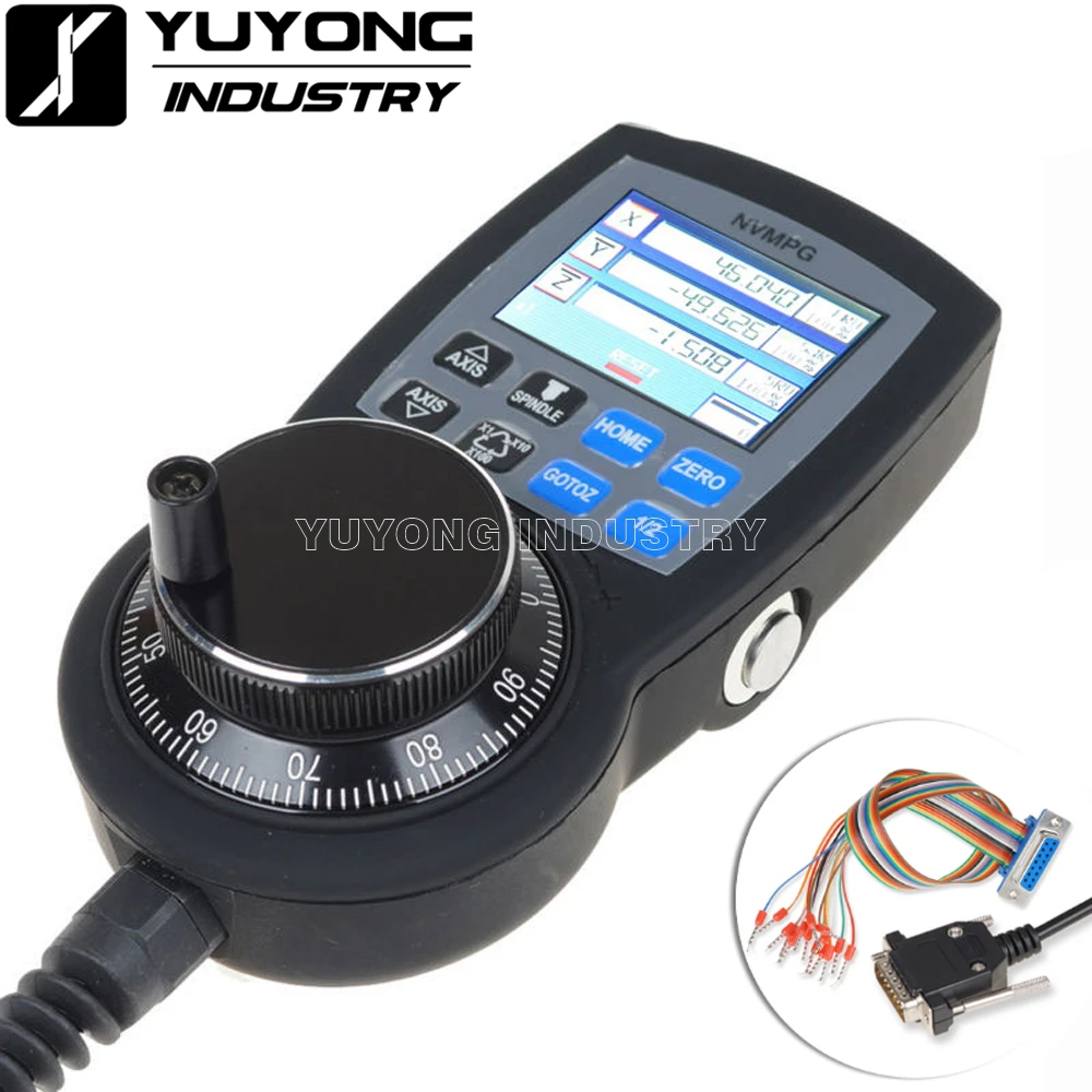 CNC 6 Axis Handwheel Mach3 MPG Pendant Manual Pulse Generator hand wheel Full-featured serial communication with LCD display