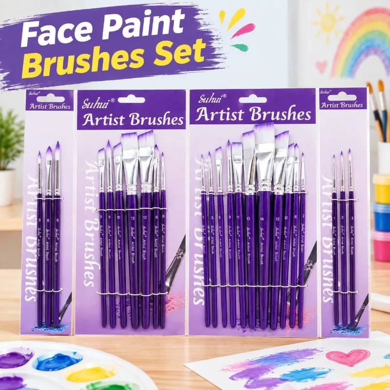Face Paint Brushes Set for Kids Body Art Detail Liner Embossing Brush Synthetic Hair Watercolor  Gouache  Makeup  Brush