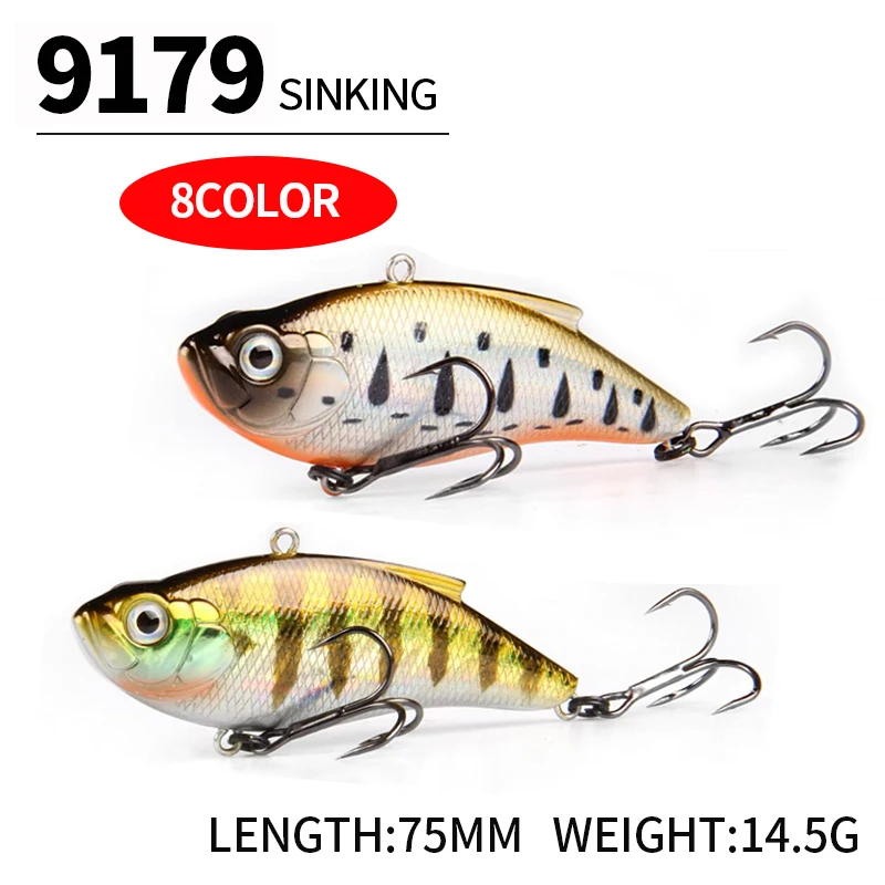 14g 75mm Vibration Fishing Lures Sinking Crankbaits Ratlin Saltwater Artificial Hard Bait Pesca Isca Wobblers for Pike Equipment