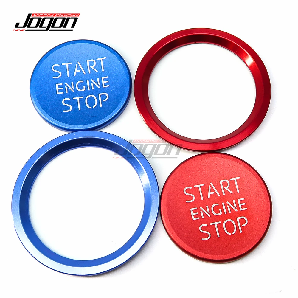 Red & Blue For Audi A4 A5 B9 B8 A6 A6L A7 C7 Q5 8R Car Interior Engine Start Stop Button Ring Ignition Cover Trim Accessories