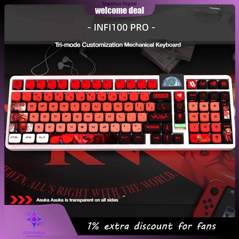 

Keyverse Infi100 Pro 4-Sided Translucent Custom Mechanical Keyboard Full Aluminum Chassis CNC Machined Tri-Mode Connectivity