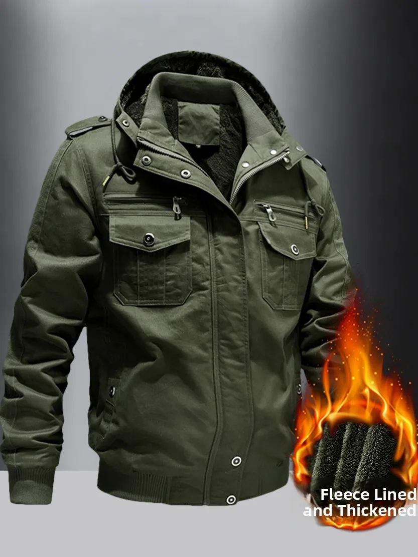 

American Sle Autumn Tactical Jaet Men's Fce Lined Stand Collar Windproof Outdoor Workwear Casual Faion Ci Sle