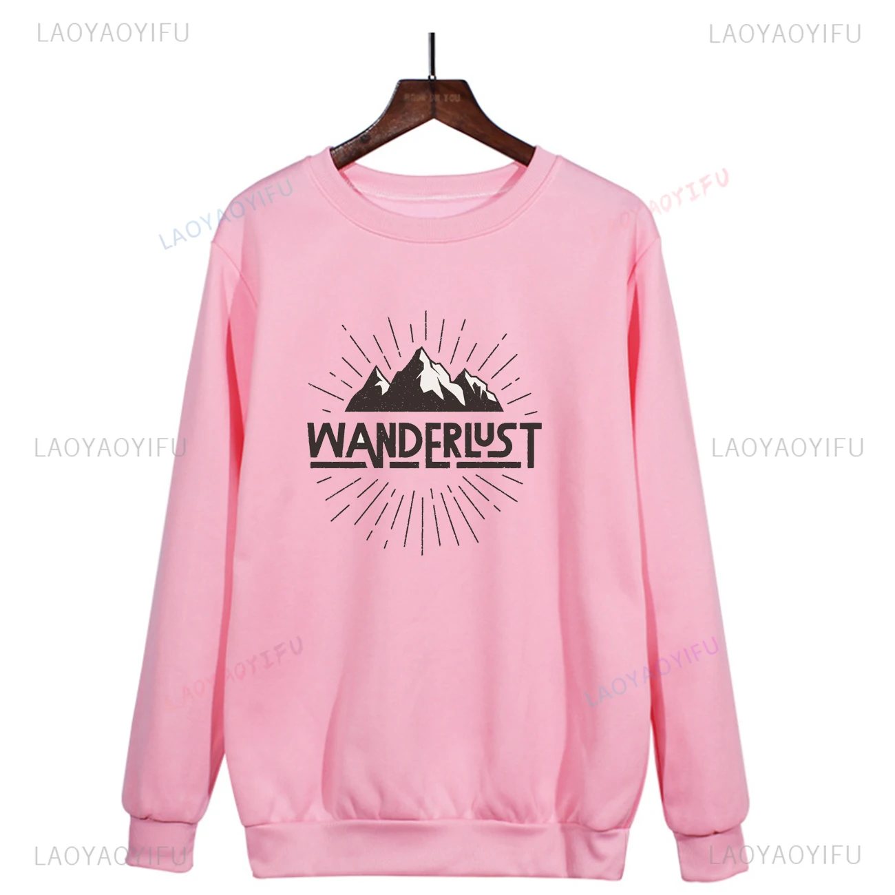 Wanderlust American Adventure Retro Trend Harajuku Long Sleeve Hoodie Street Wear Stylish Unisex Crew Neck Pullovers