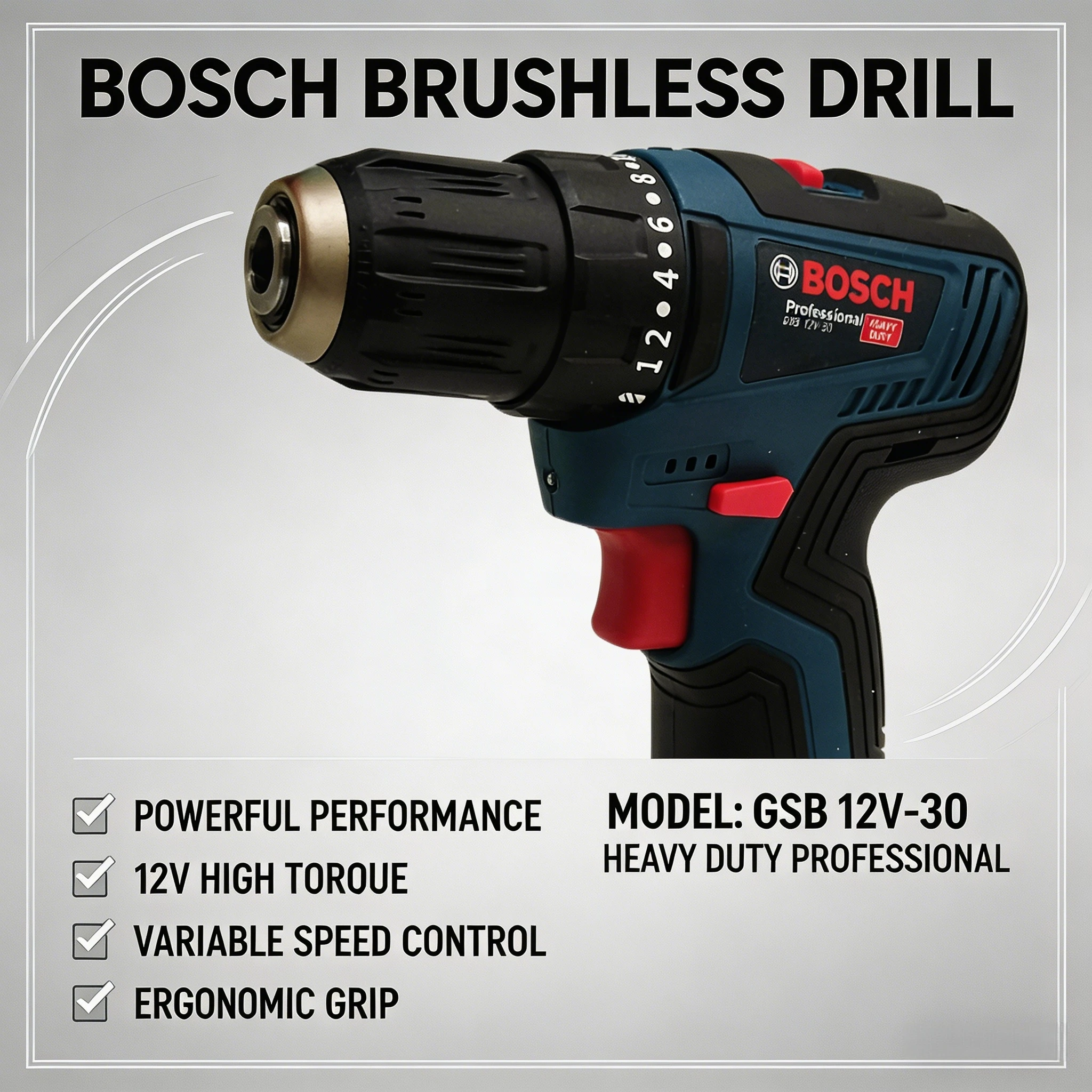 Taladro Eléctrico Profesional Bosch-GSB-12-V30, Atornillador Inalámbrico, de Alta Resistencia, Multifuncional, para el Hogar, Destornillador, Bricolaje