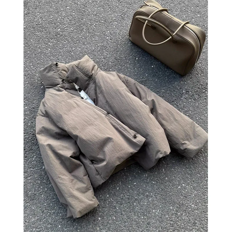 

2025 New Winter High-end Chic Warm Gray Cotton Jacket Women's Clothing