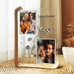 Custom Acrylic Creative Design Wood Photo Frame Wedding Anniversary Commemorative Gifts for Couple Personalized Picture Frame