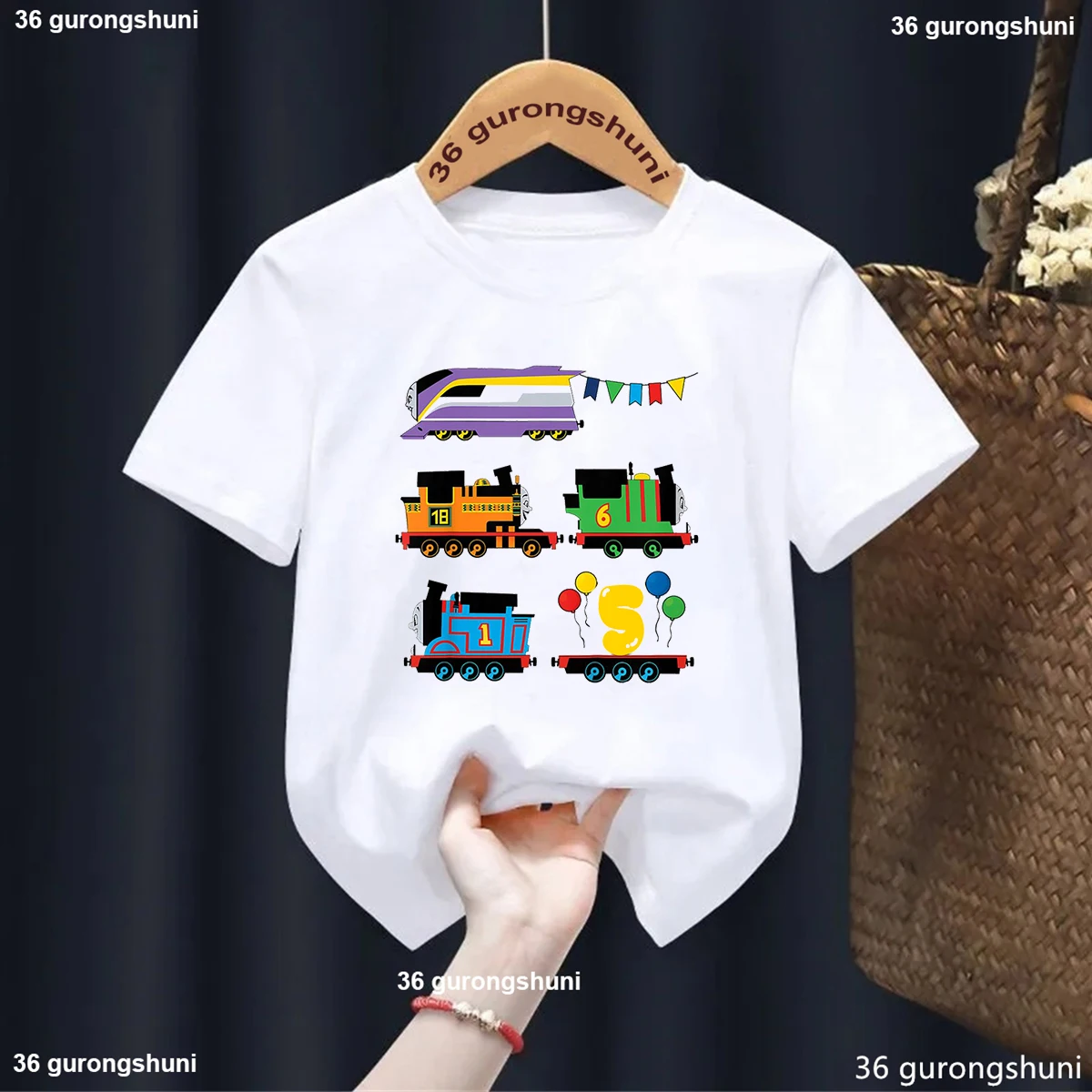 

Newly Style Train Birthday T-Shirt for Cute Boys/Girls Tshirt, 2025 Summer Kids White Casual Short Sleeve Tops Birthday Gift