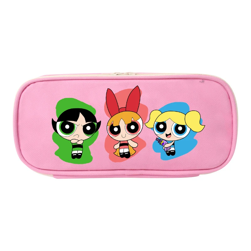 The Powerpuffs Girls Pencil Case Blossom Bubbles Buttercup Student School Stationery Bags Women Travel Makeup Pouch Kids Gift view 4