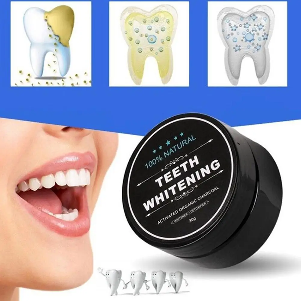 Dentes Whitening Powder para Higiene Oral, Clareamento dos dentes amarelos, Removedor de manchas de placa, Limpeza do carvão dental, C7B4