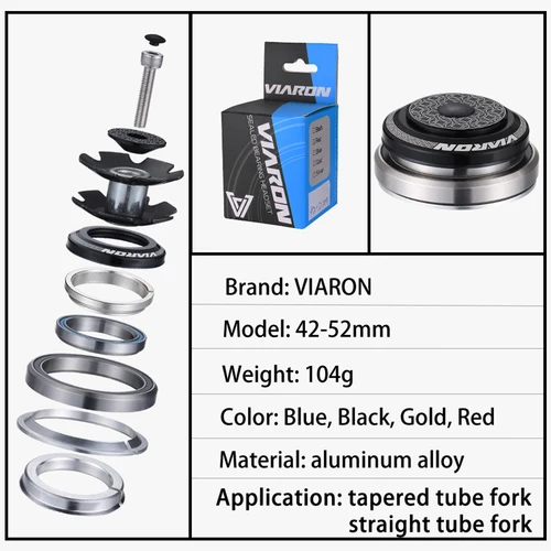 Imagen 2 del producto VIARON-rodamiento sellado de bicicleta CNC1, 1/8 ""-1, 1/2"", Canal espinal MTB/horquilla de tubo recto, auriculares para bicicleta de carretera de montaña, 34/44/52/55/56mm