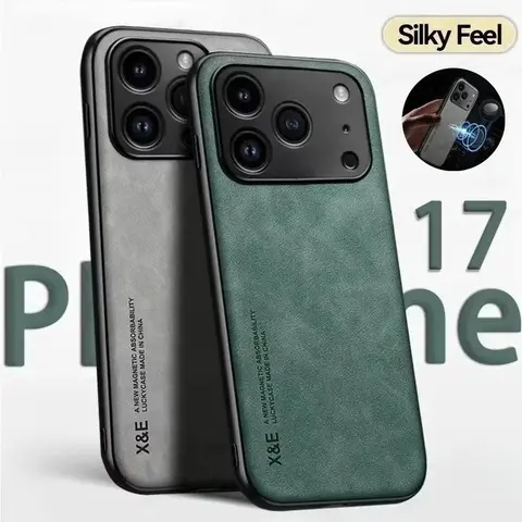 Luxury Leather Phone Case For iPhone 17 Air 16 Promax 15 14 Plus 11 13 12 Pro Max 17pro 16e Fanda Silky Feel NonSlip Plain Cover