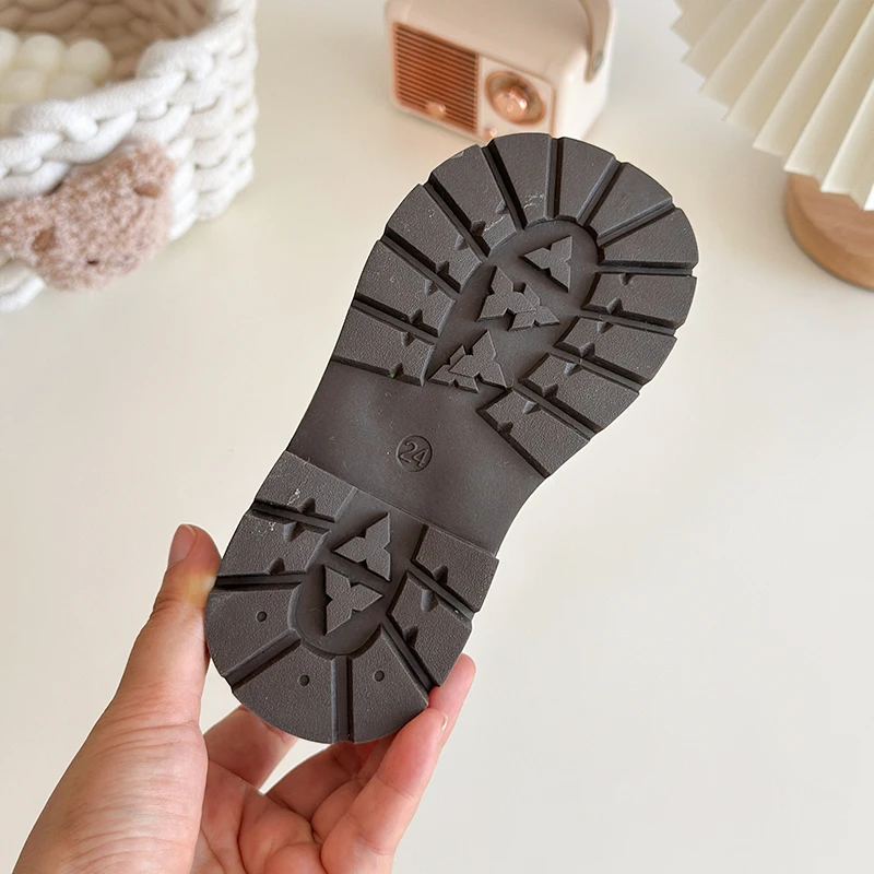 الفتيات مبطن أحذية جلدية أنيقة 2-18 سنة سميكة القوس شعر الفتيات أحذية قطنية الشتاء البيج لينة عدم الانزلاق أحذية أطفال طويلة الرقبة #6