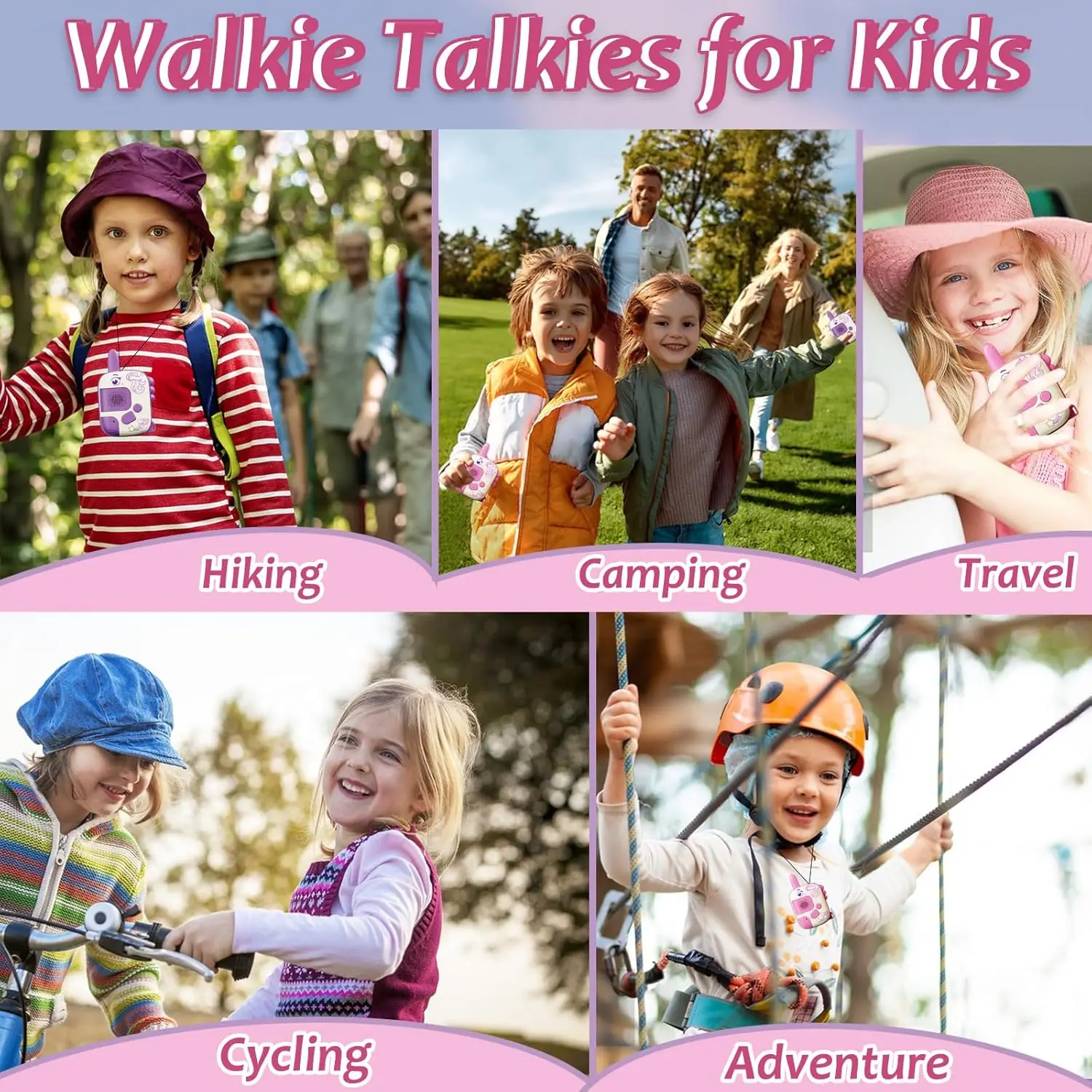 2PCS Walkie Talkie ของเล่นสําหรับเด็ก,ของขวัญยูนิคอร์นสําหรับเด็กผู้หญิงอายุ 3-9,ของขวัญวันเกิด Xmas ของขวัญกิจกรรมกลางแจ้งและในร่ม,camping