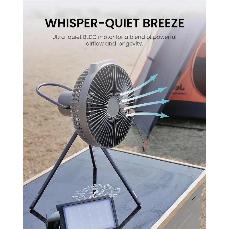 

Portable fan with long battery life, ultra-quiet, strong airflow, suitable for summer heat. Tripod, outdoor and indoor.