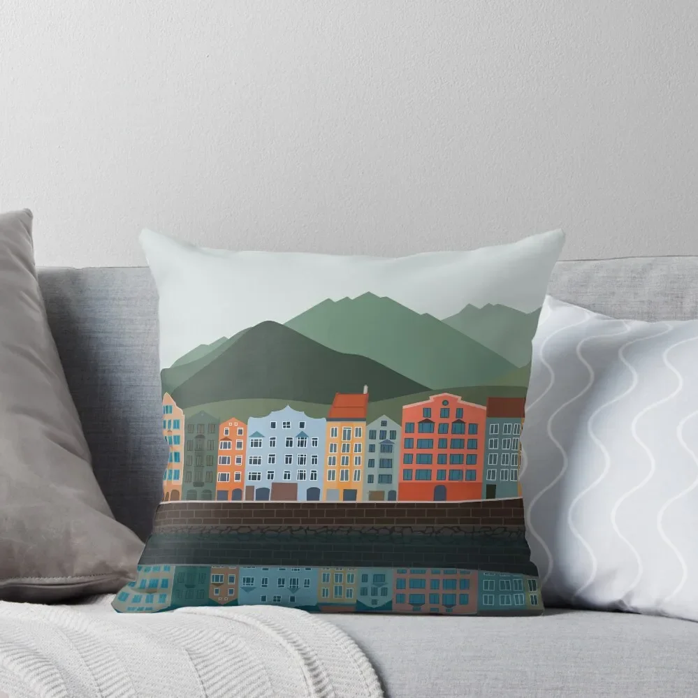 

Village row of houses Throw Pillow bed pillows pillow pillowcase New year Custom Cushion pillow