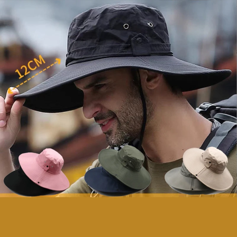 Cotton Solid Bucket Hat Fisherman Hat Outdoor Travel Sun Cap for Men and Women Outdoor Travel Hat Sun Bucket Cap