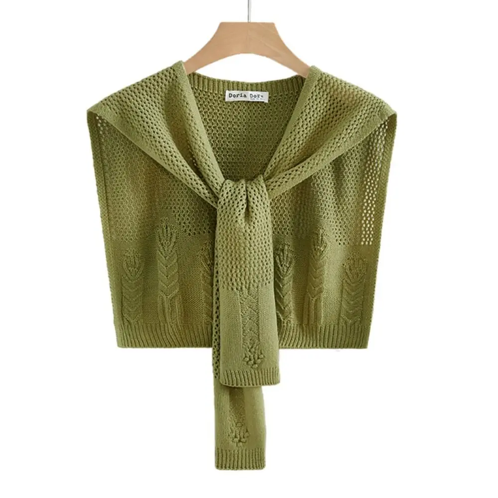 Keep Warm Knitted Shawl New Lace Tie Solid Color Fake Collar Blouse Shoulders Wool Shawl Unisex