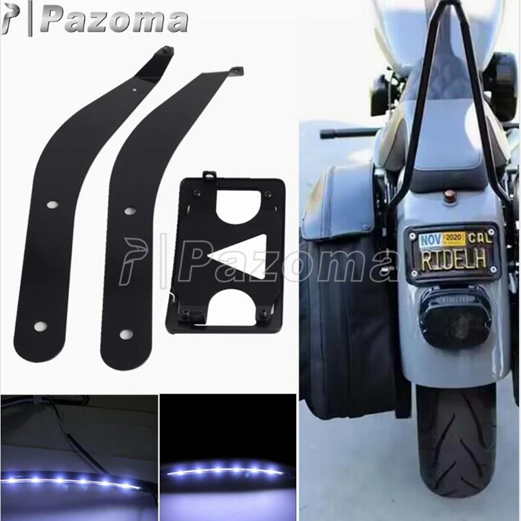 

For Harley Softail Low Rider S ST FXRST Curved License Plate Mount Relocation Bracket Mount kit With LED Frame 2022 2023 2024