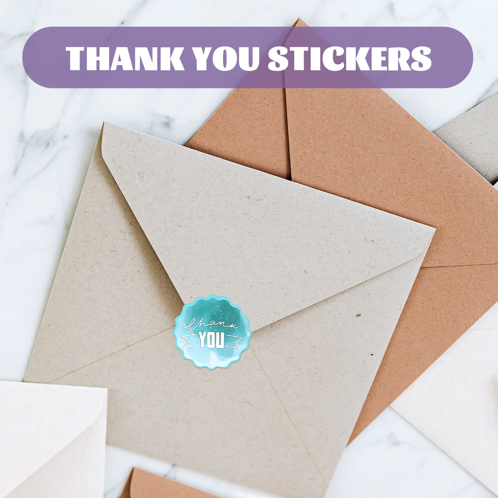 

1 Roll Self-Adhesive Thank You Decal Safe Material for Home Use Gift Wrapping Bag Sealing Stickers Party Decor