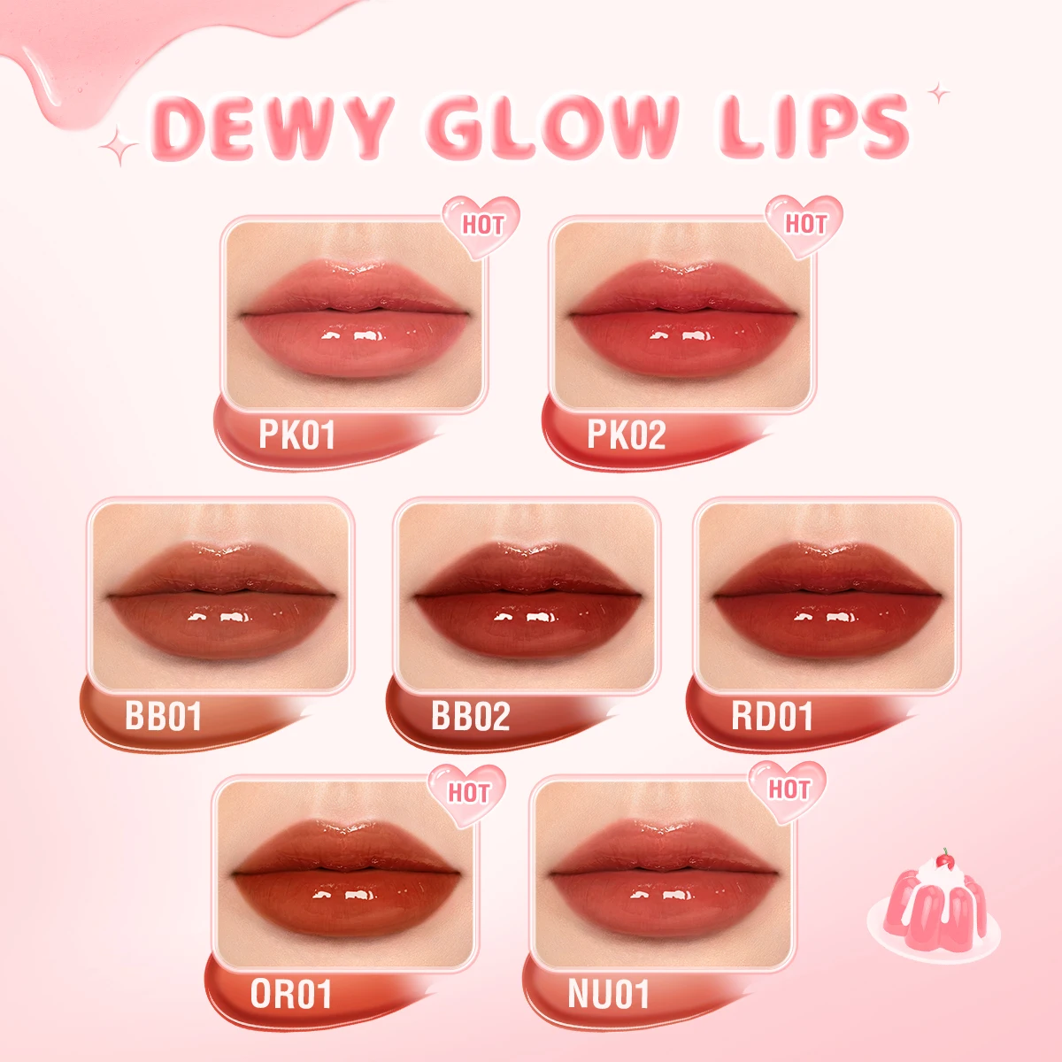 PINKFLASH Watery Glow Hydrating Lip Glosses Long-lasting Moisturizing Liquid Lipstick Lightweight Lip Tints Makeup Cosmetics