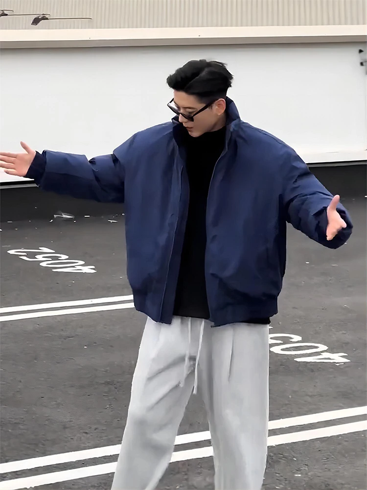 

Мужская зимняя куртка из утепленного хлопка, теплая хлопковая куртка, утепленная полиэстеровым волокном, на молнии, однотонная