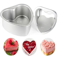 Bandeja antiadherente en forma de corazón para pasteles, molde de aluminio con fondo desmontable para hornear, decoración de pasteles DIY para días festivos y Día de San Valentín